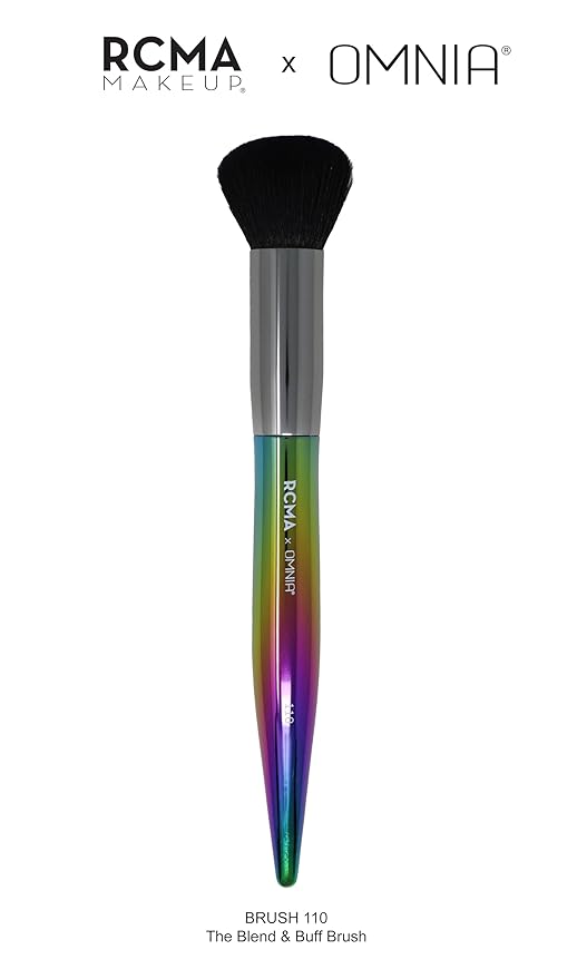 RCMA Makeup x Omnia Professional Makeup Brush 5pc Set, Premium Synthetic Fiber, Iridescent Acrylic Handle, Face Powders, Complexion and Foundation Blending Application Brush set.-Velvo Beauty