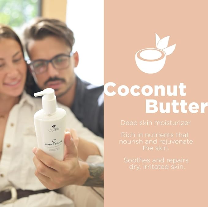 White Pearl Moisturizing Body Lotion with Coconut Butter and Hyaluronic Acid, 8.5 fl. oz.-Velvo Beauty