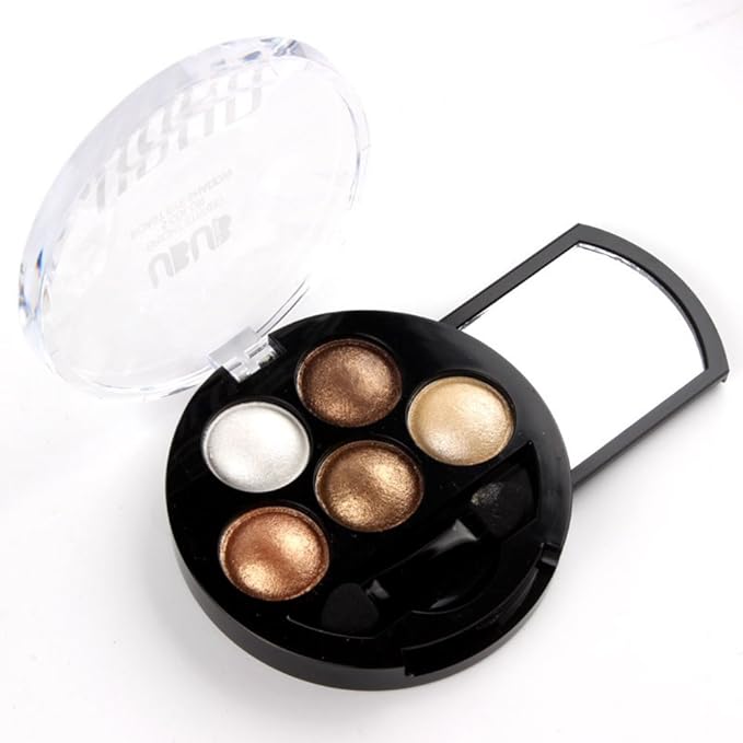 Mallofusa 5 Colors Eye Shadow Palette Powder Metallic Shimmer Eyeshadow Palette (Golden Frenzy) 4.7oz-Velvo Beauty