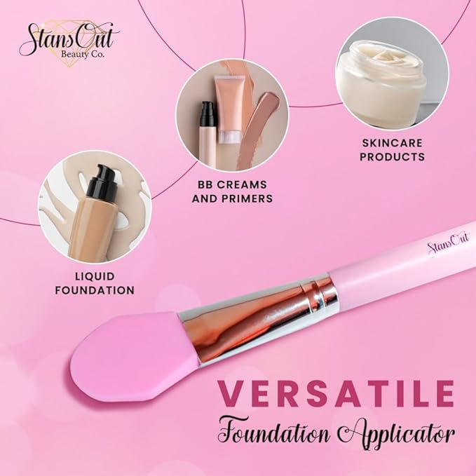 StansOut Foundation Applicator - Liquid Foundation Brush, for Cream or Powder - Easy to Clean - Travel-Friendly, Durable - Ideal for Professional Makeup Results - Pointed Shape, Smooth Silicone Edge-Velvo Beauty