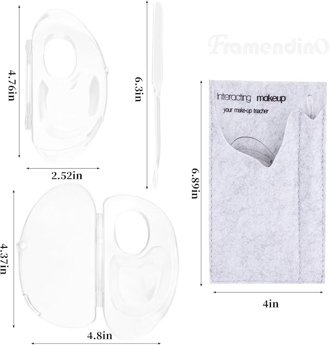 Framendino, 2 Set 3 in 1 Handheld Makeup Mixing Palette, Acrylic Transparent Mixing Foundation Tray with Foundation Spatula for Makeup Artist and Beginner-Velvo Beauty