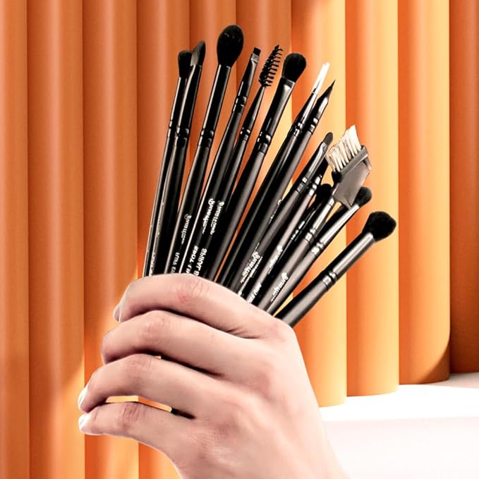 Bueart Design 15Pcs Professional Eyeshadow Brush Set For Eye makeup Blending,Brow grooming,Concealing,eyeshader, With premium ultra soft synthetic vegan Hair-Velvo Beauty