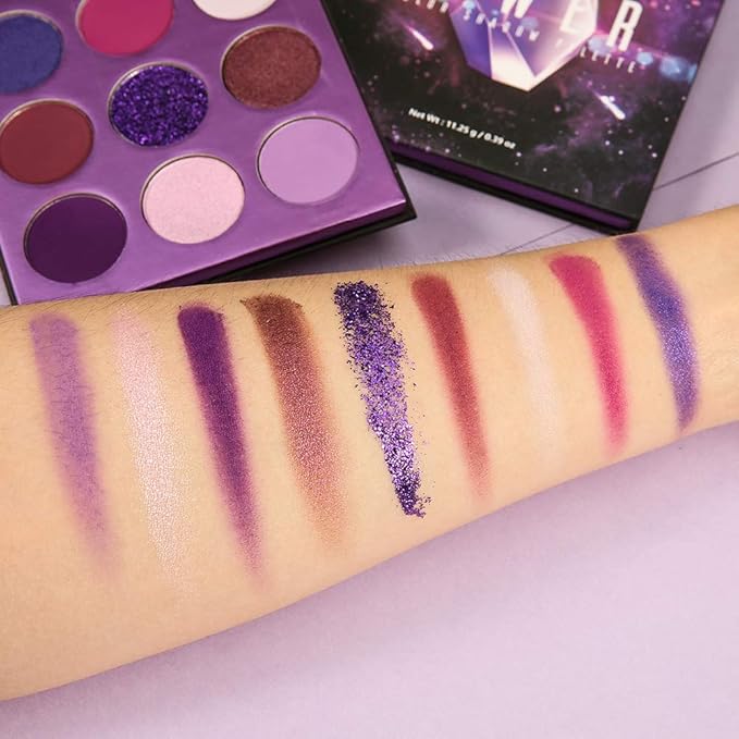 docolor Eyeshadow Palette 9 Colors Gemstone Shadow Palette Highly Pigmented Mattes Shimmers Smokey Glitter Cream Colorful Powder Blendable Long Lasting Waterproof Makeup Palette-Purple-Velvo Beauty