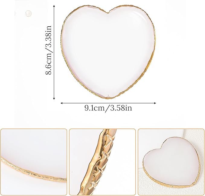 Resin Nail Art Palette, Makeup Palettes Nail Mixing Palette Polish Color Mixing Plate Golden Edge Heart Shaped Nail Art Display Holder Display Board Heart Shape Cosmetic Mixing Tools-Velvo Beauty