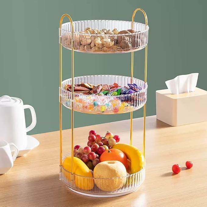 Vanity Organizer - 360 Rotating Countertop, High-Capacity Skincare & Cosmetics Organizer (3 Tiers, Clear)-Velvo Beauty