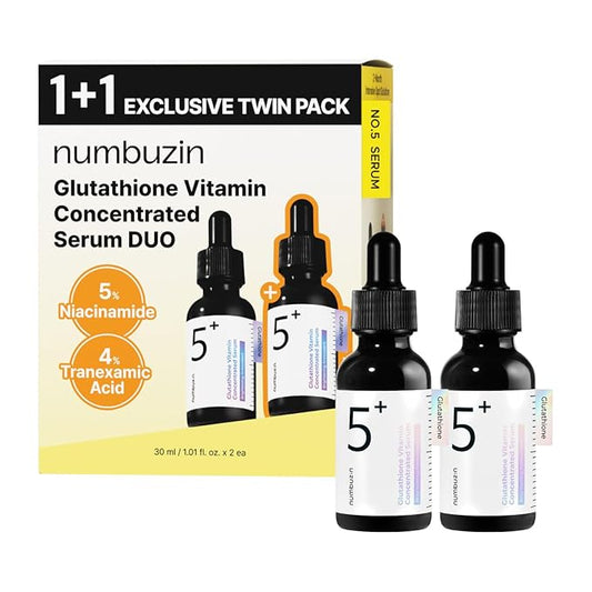 numbuzin No.5 Serum DUO | Tranexamic Acid 4%, Niacinamide 5%, Glutathione, Vitamin C | Vitamin Concentrated Serum | Hyperpigmentation| Suitable for Sensitive Skin | 2.02 fl. oz.-Velvo Beauty
