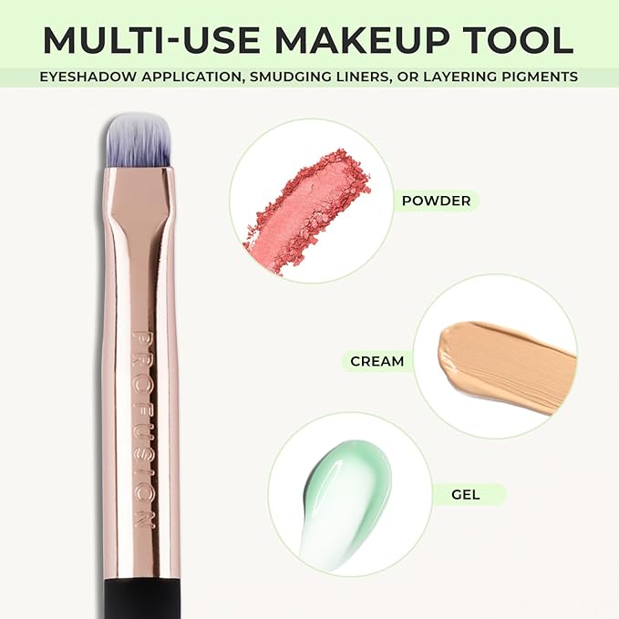 Profusion Cosmetics Flat Precise Eyeshadow Brush - Softens Dramatic Edges & Fine Lines, For Eyeshadow, Eyeliner-Velvo Beauty