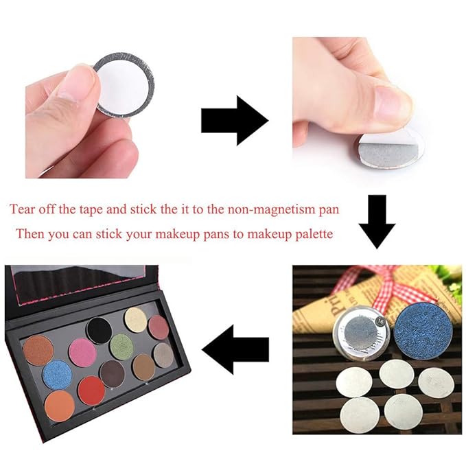 50pcs Metal stickers adhesive set magnetic strips with adhesive backing iron circles for non-magnetism cosmetic eyeshadow pans aluminum bottom shadow accessories-Velvo Beauty