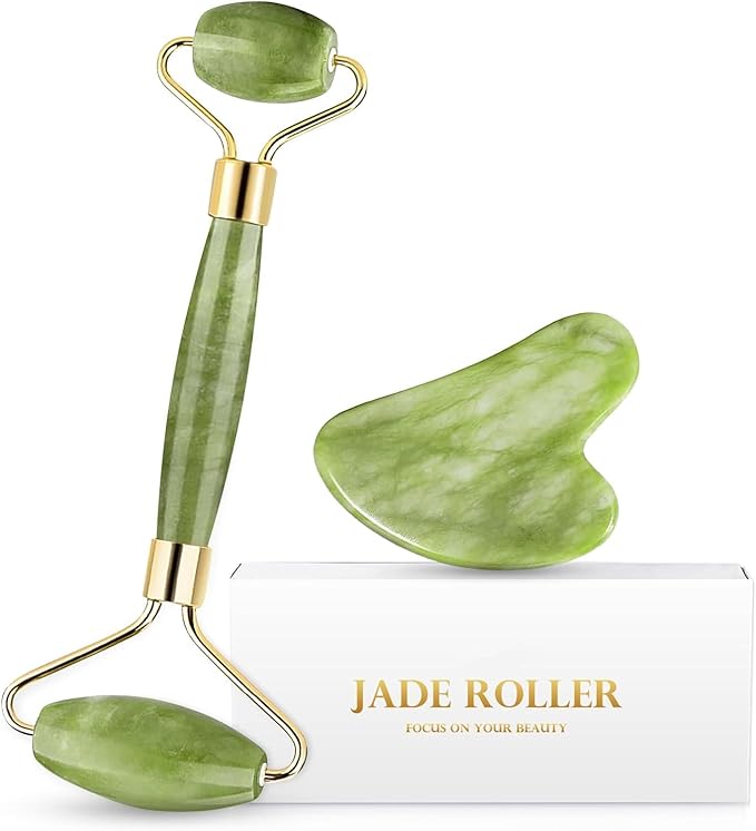 Gua Sha & Jade Roller Facial Tools Face Roller and Gua Sha Set by Easy to Clean could Promote Blood Circulation Reduce Puffiness Suitable for Skin Care Routine Puffiness and Wrinkles-Velvo Beauty