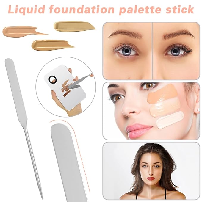 6PCS Makeup Mixing Palette, Stainless Steel Cosmetic Makeup Palette With Spatula Makeup Artist Tool, Professional Cosmetic Mixing Makeup Palette For Mixing Eye Shadow/Eyelash/Nail Art/Foundation-Velvo Beauty
