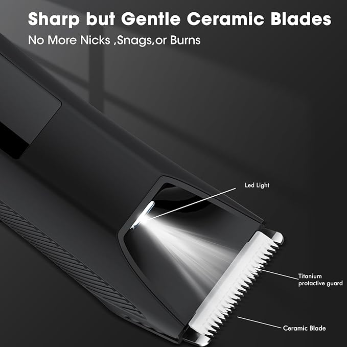 2-in-1 Manscape Trimmer for Men,Body & Groin Hair Trimmers for Men,Bikini Trimmer Women- Wet/Dry Electric Razors for Smooth No-Nick Shaving,IPX7 Waterproof Ball Shaver,LED Display,Black-Velvo Beauty