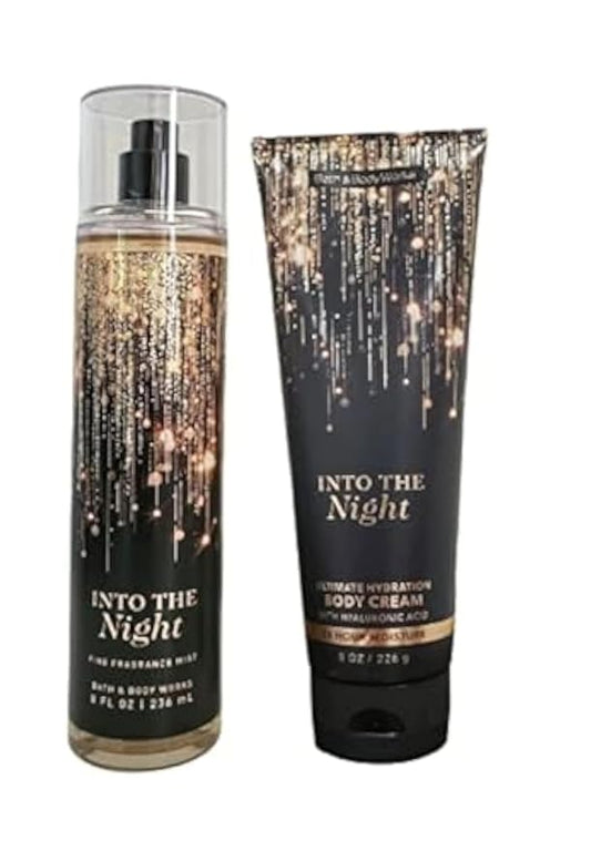 Bath & Body Works - Into the Night - Fine Fragrance Mist and Ultra Shea Body Cream - Full Size (Packaging Varies)-Velvo Beauty