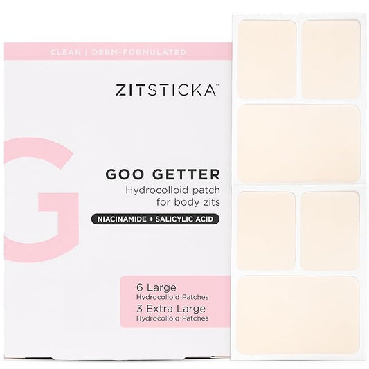 ZitSticka Pimple Patches | Face & Body | Hydrocolloid Patches | Cover Zits & Blemishes | Acne Patches or Zit Spot Stickers | Body Blemish Patch | GOO GETTER BODY PATCH | Pack of 9-Velvo Beauty