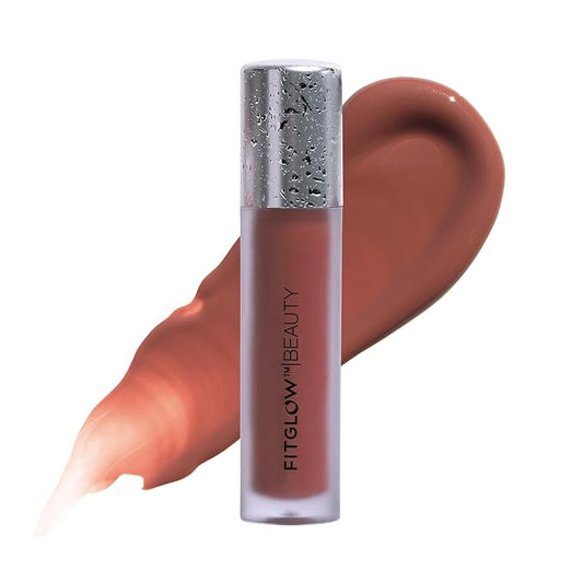 FITGLOW Beauty Lip Colour Serum | Hydrating Lip Gloss | Plumping Anti-Aging Lip Treatment | Natural Shine with Pomegranate Sterols & Collagen | Buildable Color for Dry Chapped Lips | Root - 10g-Velvo Beauty