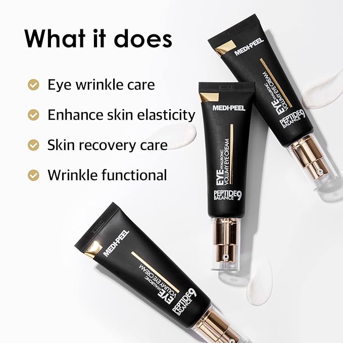 Medi-Peel Peptide9 Hyaluronic Volumy Eye Cream, Anti-Aging, Brightening, Reduces Wrinkles, Under Eye Bags, Dark Circles & Puffiness Care, Hyaluronic Acids, Enhance Elasticity, Korean Skin Care-Velvo Beauty