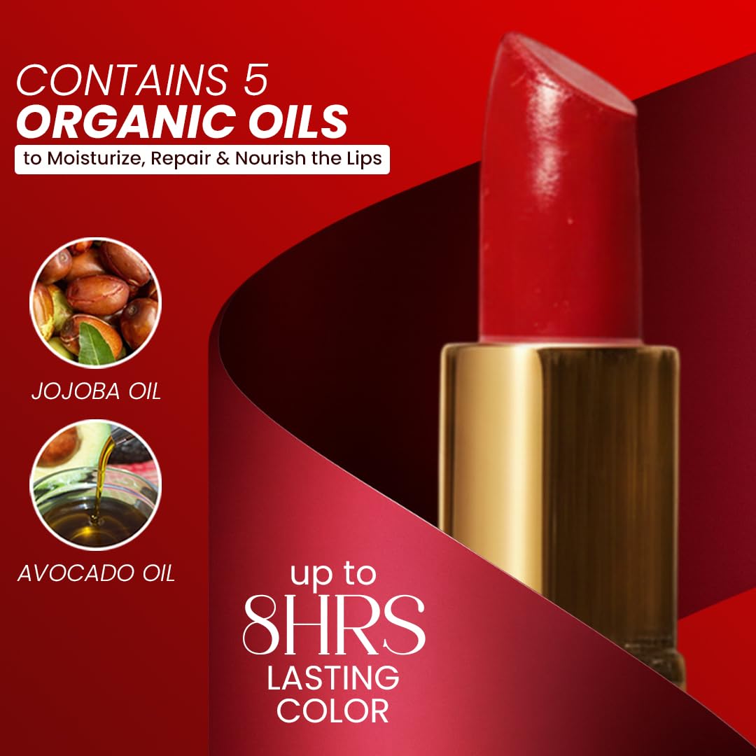 ๐๐๐๐ฒ๐ป๐ฐ๐ฒ ๐ผ๐ณ ๐๐ฟ๐ด๐ฎ๐ป Deep Moisturizing Red Lipstick, Long Lasting Lipstick & Lip Care in 1 with Pure Organic Argan Oil, Shea Butter, Jojoba Oil & Aloe Vera Hydrating, Roses R Red-Velvo Beauty