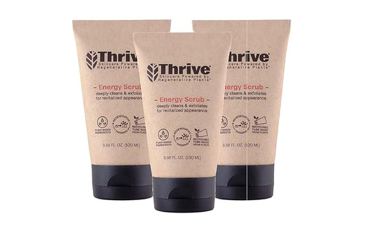 Thrive Natural Care Face Scrub for Men & Women - Exfoliating Face Wash with Anti-Oxidants Improves Skin Texture, Unclogs Pores & Helps Prevent Ingrown Hairs - Pack of 3-Velvo Beauty