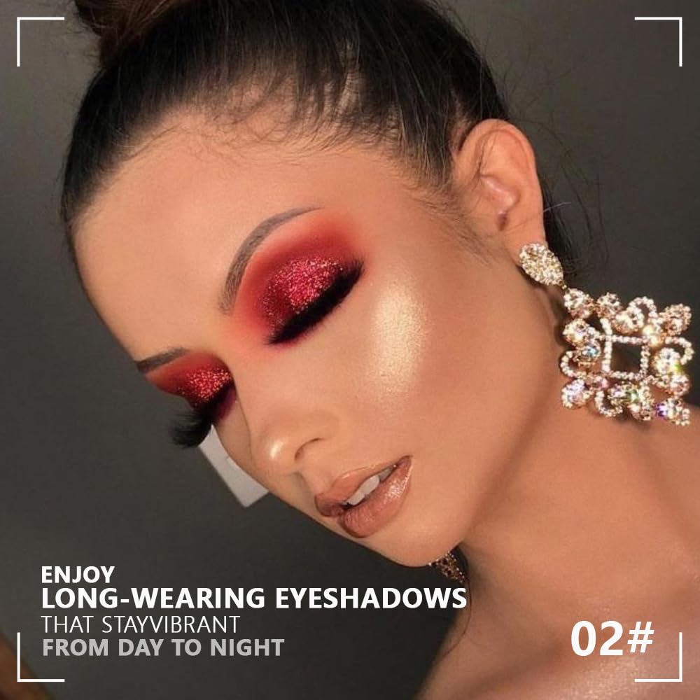 Monochrome Powder Eyeshadow Palette Makeup,Wine Red Natural Neutral Single Shimmer Eye Shadow for Older Women,Buildable Sparkly Eye Finish,Long Lasting Naturing-Looking-Velvo Beauty