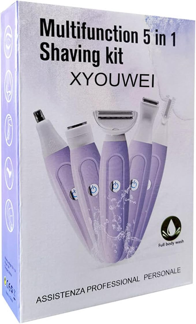 Electric Razors for Women, Bikini Trimmer for Women, Multifunction 5 in 1 Lady Shaver Kit for Face Nose Eyebrow Arms Armpit Legs Pubic Area-Velvo Beauty