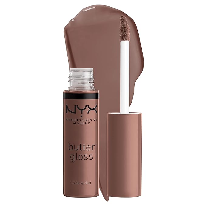 NYX PROFESSIONAL MAKEUP Butter Gloss Brown Sugar, Non-Sticky Lip Gloss - Cinnamon Roll (Grey Brown)-Velvo Beauty