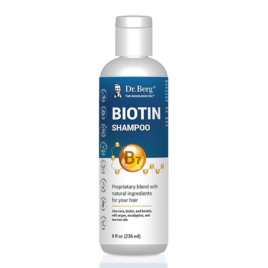 Dr. Berg Biotin Shampoo for Men & Women (Improved High-Performance Formula) - Independently Tested & Certified Paraben- Sulfate- & Silicone-Free - Infused w/Biotin, Argan Oil & Botanicals - 8 Fl oz-Velvo Beauty