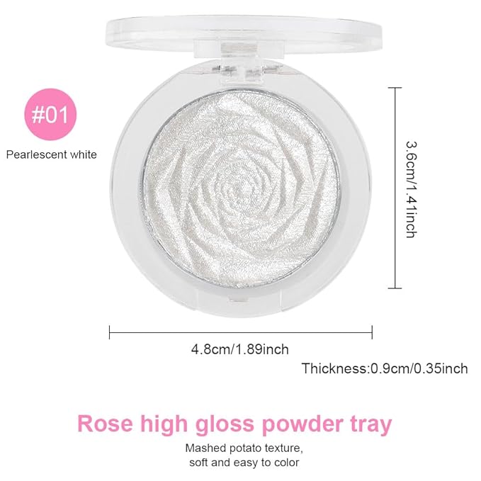 Pearl White Face Highlighter Makeup Shimmer Glitter Rose Sparkly Highlighters Makeup Powder Palette for Face Cheek Skin iluminadores iluminador (pearl white)-Velvo Beauty