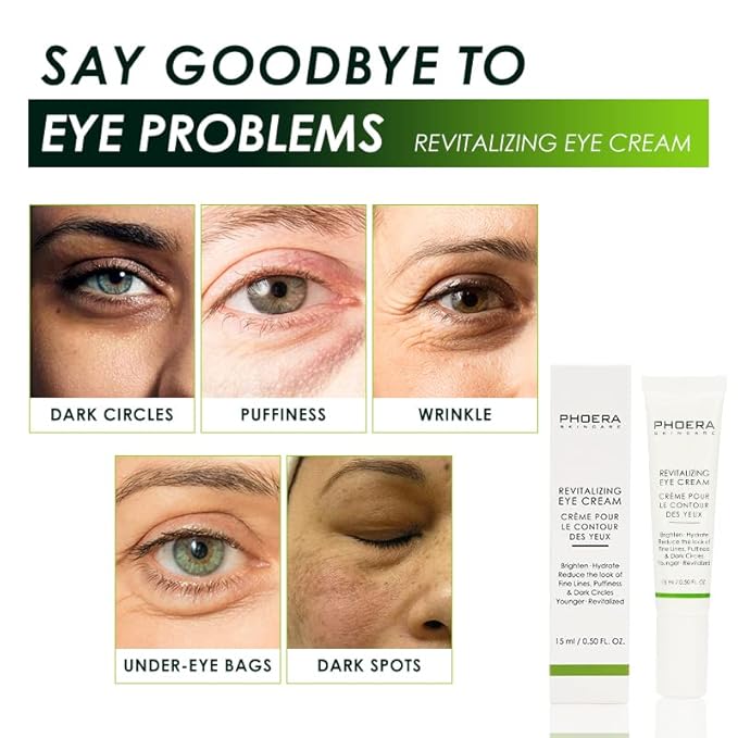 Phoera Revitalizing Eye Cream Brighten Hydrate Reduce The Fine Lines, Dark Circle Wrinkles And Puffiness For Men And Women Skin Loving Ingredients Apply In Morning And At Night-Velvo Beauty