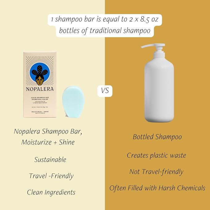 Nopalera Shampoo Bar - Moisturize and Shine, For Dry or Curly Hair, Color Safe, Paraben Free, Silicone & Sulfate Free, Made With Prickly Pear Oil (3.65 oz)-Velvo Beauty