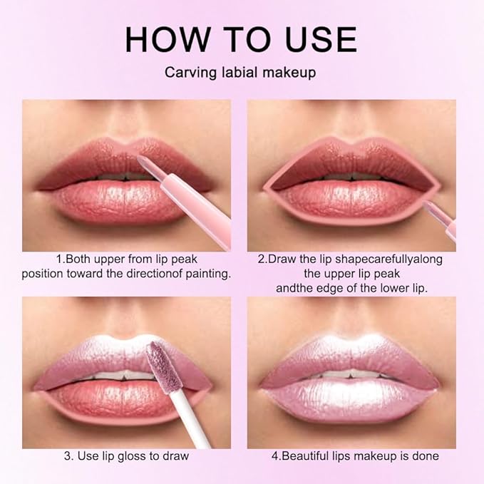 evpct Light Pink Metallic Shimmer Lip Liner and Lipstick Combo Lip Gloss Stain Set Makeup for Women Long Lasting Waterproof 24, Light Voilet Frosted Metallic Glitter Glossy Iridescent Liquid Lipstick-Velvo Beauty