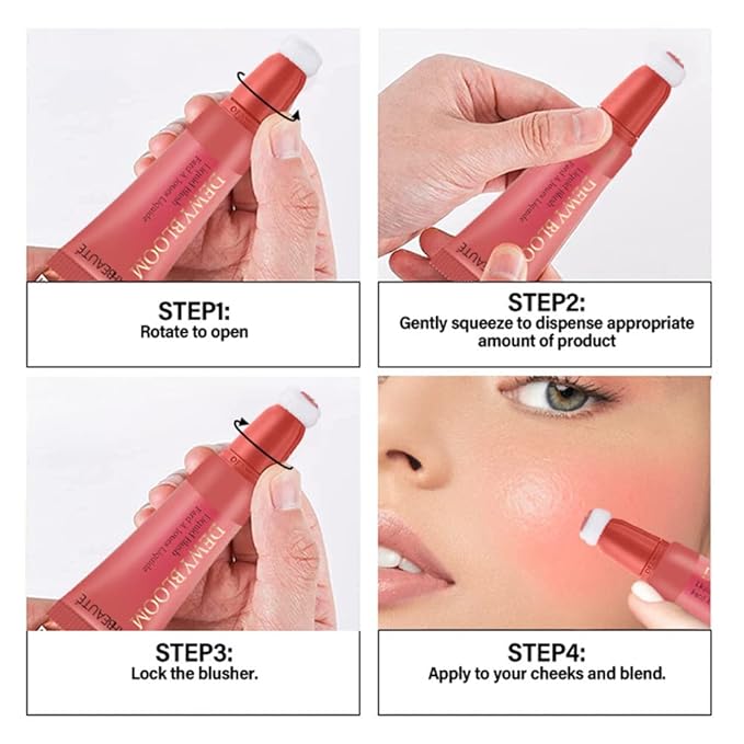 Mysense Liquid Blush Makeup Wand, Soft Cream Blush for Cheeks Tint, Matte Blush Contour Wand with Cushion Applicator, Dewy Finish, Weightless, Natural-Looking, 101 Ravishing-Nude Pink, 0.34fl.oz-Velvo Beauty