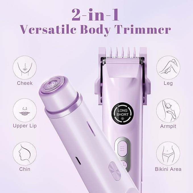 4-in-1 Waterproof Bikini Hair & Body Hair Trimmer - Rechargeable Shaver - IP7-compact for Travel, Cordless Use-Velvo Beauty