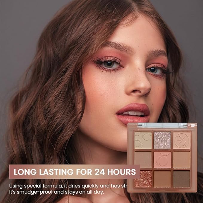 Eyeshadow Palette Makeup- 9 Colors Rose Gold Dark Brown Colorful Eyeshadow Palette Matte Shimmer Korean Natural Eye Shadow palettes Highly Pigmented Naturing-Looking Long Lasting (14#)-Velvo Beauty