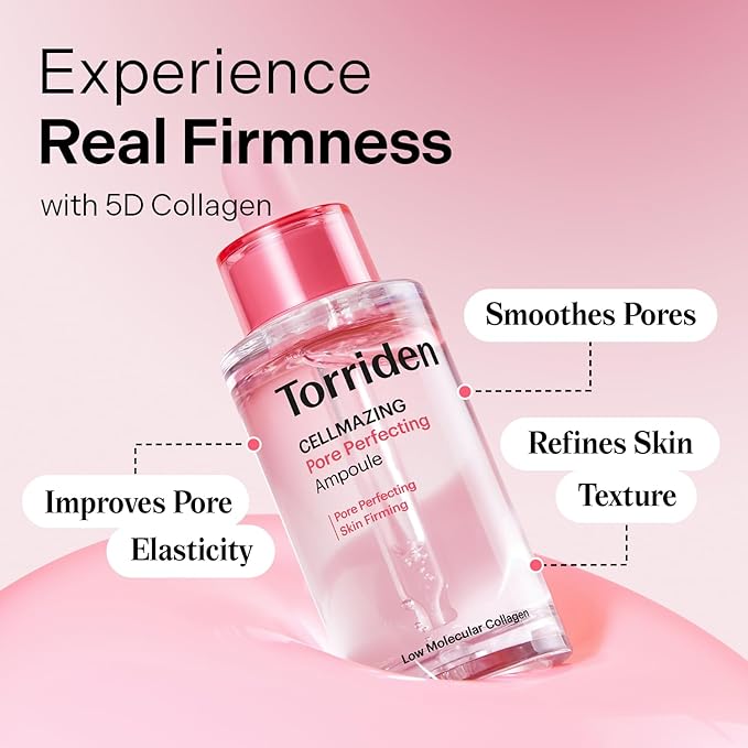 Torriden CELLMAZING Pore Perfecting Ampoule 30ml (1.01 fl.oz.) | Improving Skin Elasticity | 5D Collagen, Peptide Complex, PHA, LHA | Korean Facial Serum, Korean Skin Care-Velvo Beauty
