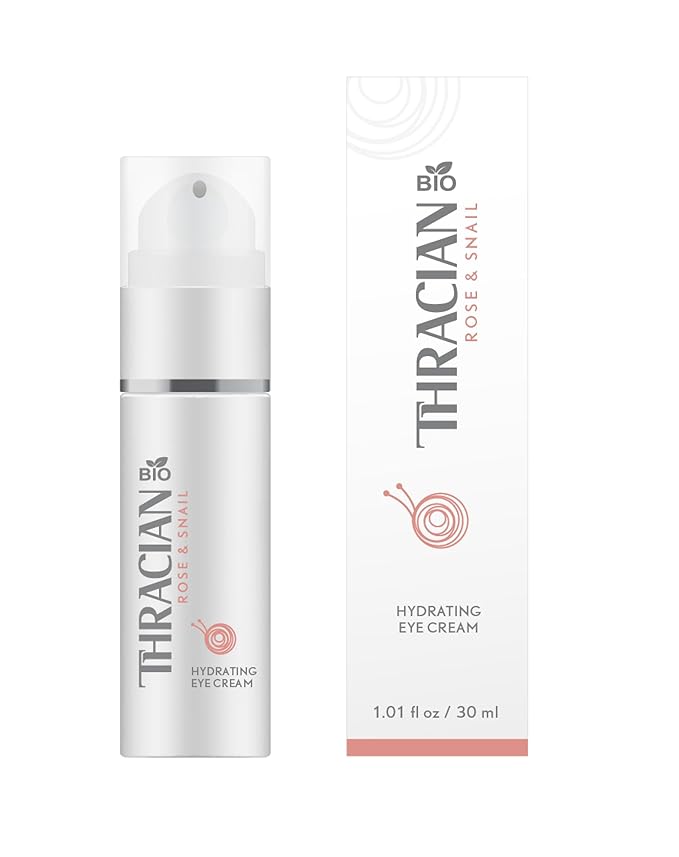 Thracian Bio Rose & Snail Hydrating Eye Cream for Dark Circles, Eye Bags and Puffiness with Bulgarian Bio Rosa Damascena Oil, Hyaluronic Acid and Pearl Powder, 30 ml/1.01 Fl Oz-Velvo Beauty