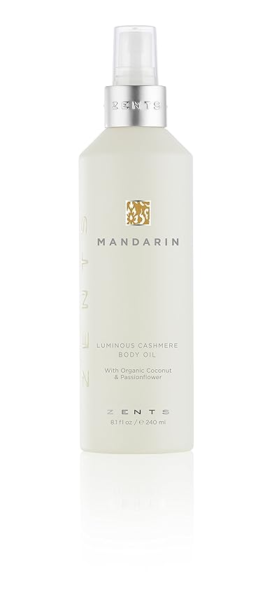 Zents Luminous Cashmere Body Oil (Mandarin Fragrance) | Moisturizing Body Oil with Vitamin E & Organic Coconut Oil | Softens & Smooths Skin | 8 fl oz-Velvo Beauty