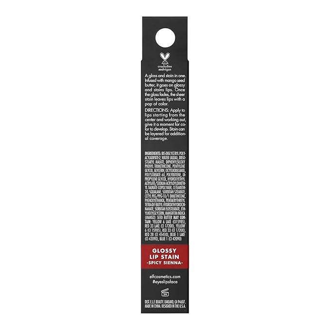 e.l.f. Glossy Lip Stain, Long-Lasting, Lightweight Lip Stain For A Sheer Pop Of Color & Subtle Gloss Finish, Vegan & Cruelty-Free, Spicy Sienna-Velvo Beauty
