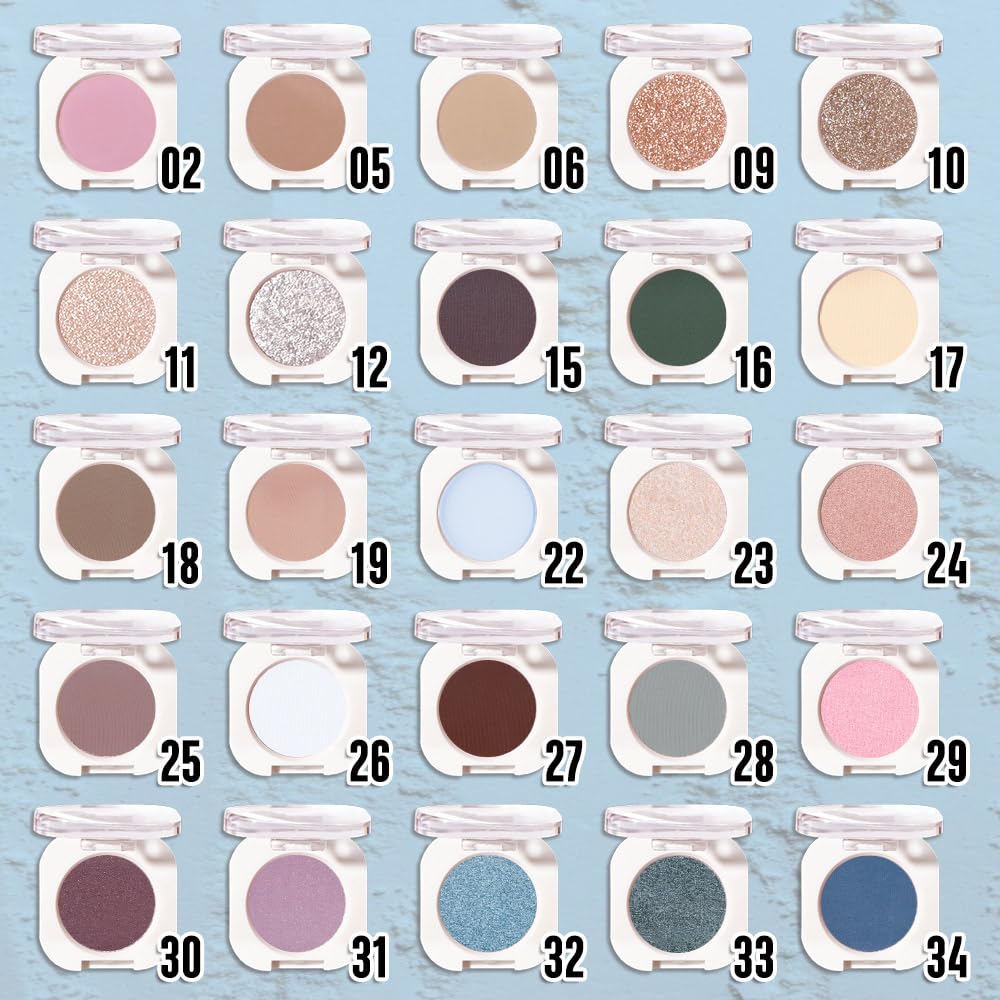 Light Blue Matte Eyeshadow Palette for Women, Single Monochrome Eye Shadow Makeup, Shiny Pressed Powder, Blendable Natural sombras para ojos, Holographic,Vegan,Travel -22-Velvo Beauty