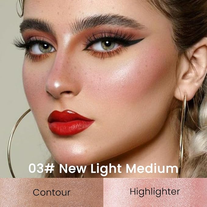 evpct 2in1 Face Shaping & Contouring Stick Cream Contour Concealer Bronzer Stick Makeup Kit for Beginner Face Highlighter Makeup Stick contorno maquillaje de maquillaje profesional,NEW Light Medium-Velvo Beauty