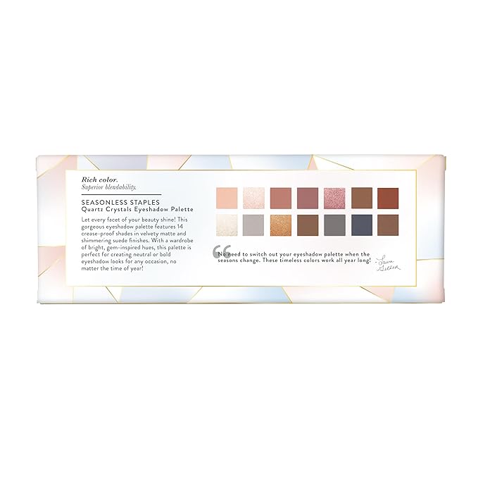 LAURA GELLER NEW YORK Seasonless Staples Quartz Crystals 14 Pressed Multi-Finish Shimmer and Matte Eyeshadow Palette-Velvo Beauty