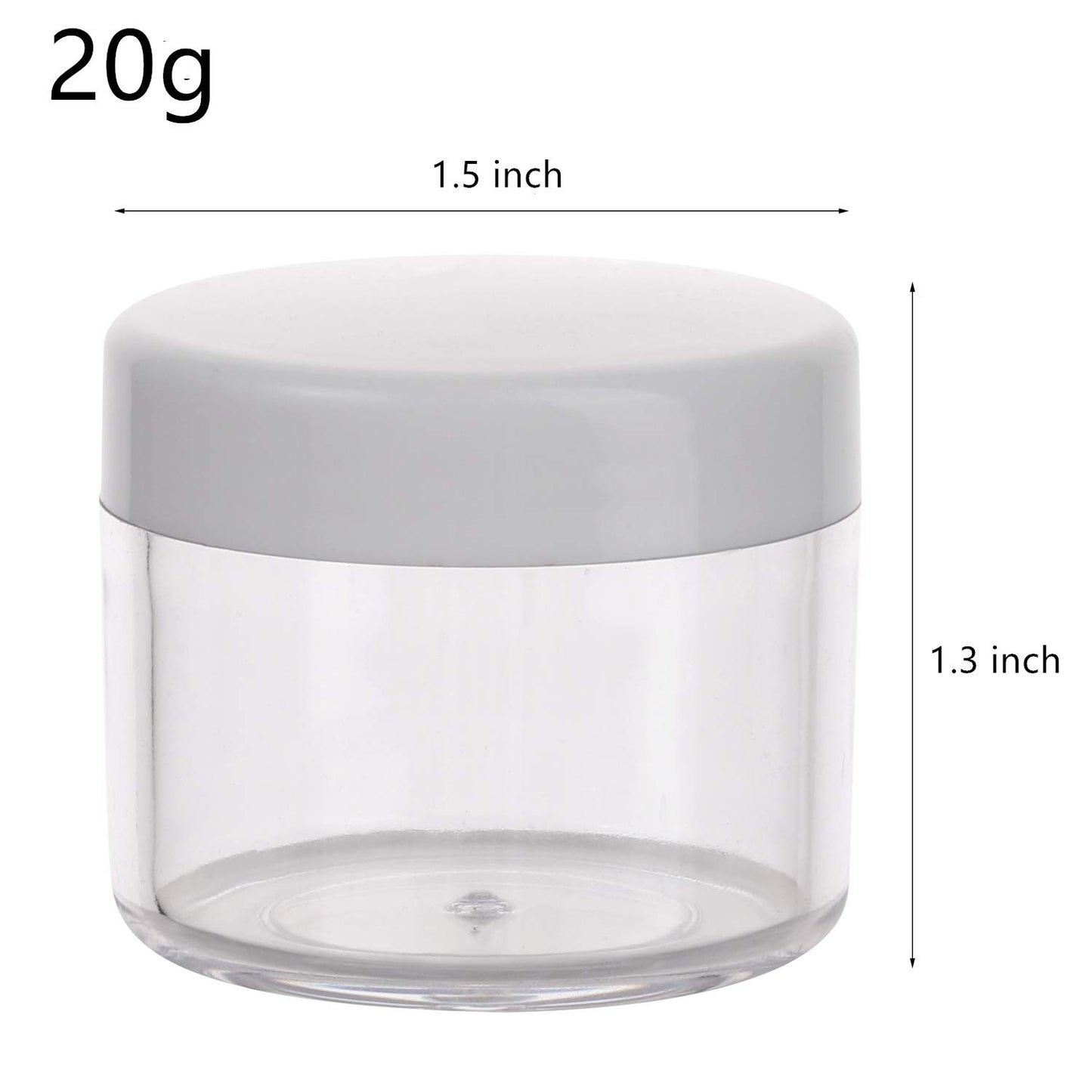 100 Count Sample Containers with lids 20g Plastic Cosmetic Jars Leak Proof Traveling Makeup Containers for Cream and Lotions - White-Velvo Beauty