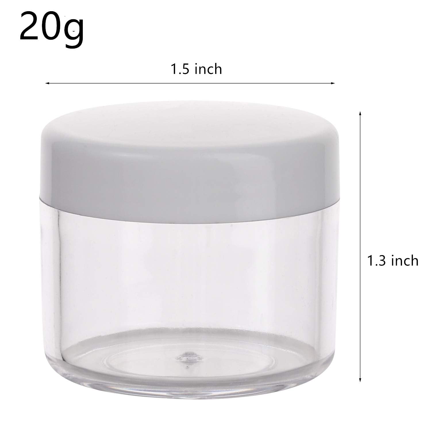 100 Count Sample Containers with lids 20g Plastic Cosmetic Jars Leak Proof Traveling Makeup Containers for Cream and Lotions - White-Velvo Beauty
