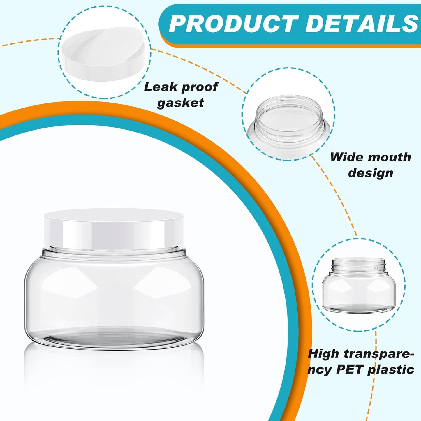 Tessco 24 Pack Plastic Jars with Lids Labels Empty Clear Plastic Jars Round Refillable Cosmetic Containers Body Butter Containers Bulk Sugar Scrub Bottle for Make Up(8 oz,White)-Velvo Beauty