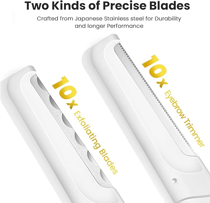 Dermaplaning Tool for Face Exfoliation, with 20 Replaceable Blades, Facial Shaver/Eyebrow Razor, Peach Fuzz Removal Eyebrow Shaper for Women, Easy to Use Dermaplaner Help Exfoliate and Smooth Skin-Velvo Beauty