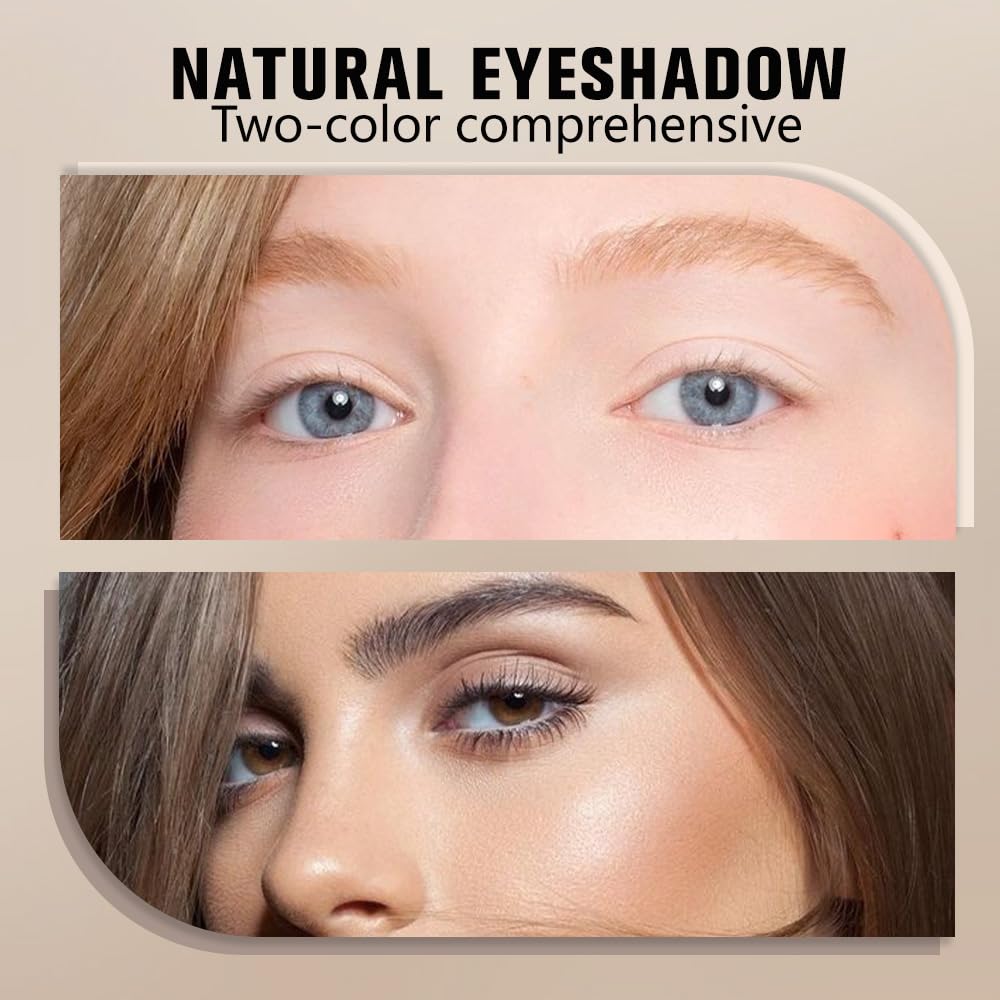 AMY'S DIARY Neutral Nude Eyeshadow Palette Makeup, 2 Colors Velvety Matte Finish, Cool-Toned Nude Taupe Eye Shadows, Natural Everyday to Eye Makeup Looks, for Brown Eyes Long Lasting Naturing-Looking-Velvo Beauty