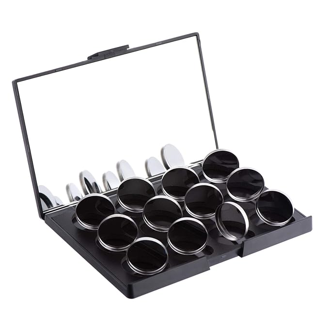 Empty Magnetic Eyeshadow Makeup Palette with Mirror and 12Pcs 26mm Round Metal Pans-Velvo Beauty