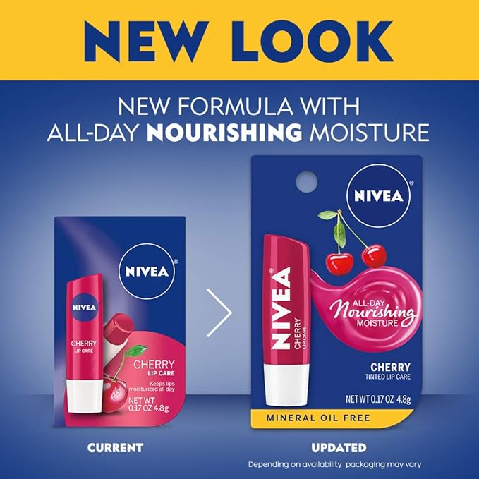 NIVEA Cherry Lip Care - Tinted Red for Beautiful, Moisturized Lips - .17 oz. Stick (Pack of 6)-Velvo Beauty