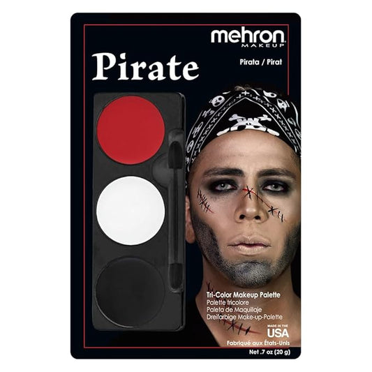 Mehron Makeup Tri-Color Character Makeup Palette | Halloween, Special Effects and Theater Cream Makeup FX Palette | Face Paint Makeup .7 oz (20 g) (Pirate)-Velvo Beauty
