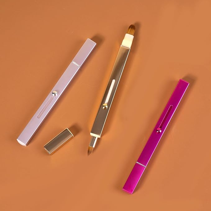 Lip Applicator Brush - 3 Pack Exquisite Professional Dustproof Retractable Lip Brush - Makeup Lipstick Lip Gloss Applicators (Pink Red Gold)-Velvo Beauty