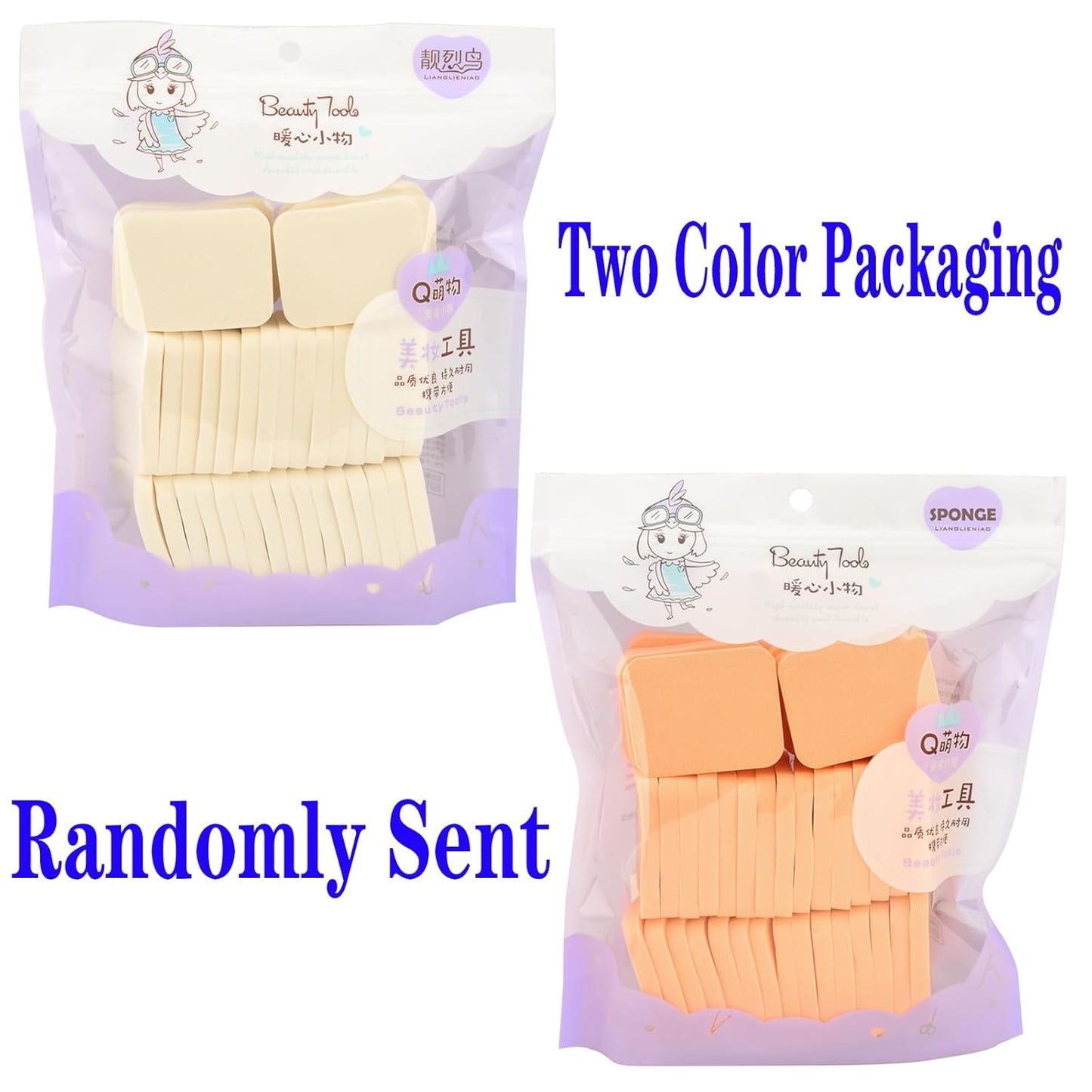 40 PCS Makeup Blenders Sponges Set, Use for Dry and Wet, Perfect for Full Face Curve Blending, Cream, Liquid, Powder Foundation Cosmetics, Latex Free & Soft & Flexible, Square-Velvo Beauty