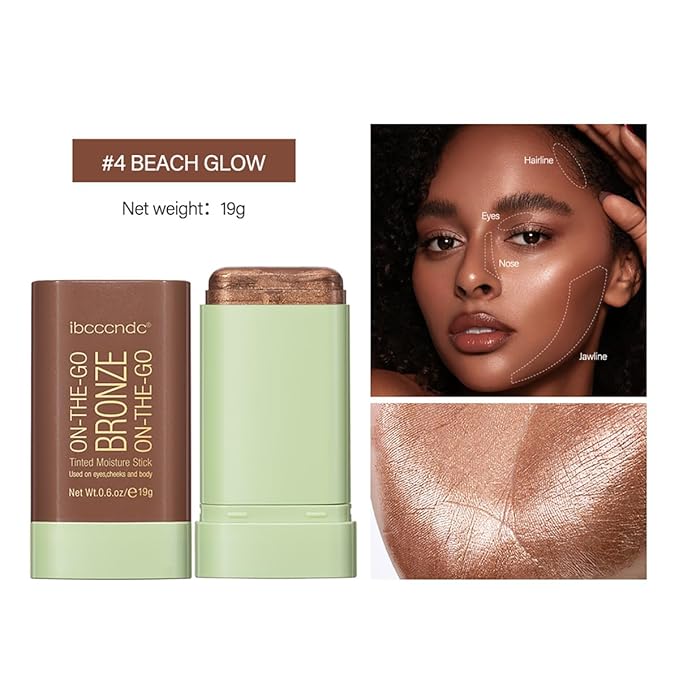 Multi-Use Makeup Blush Stick, Beauty Tinted Solid Blush Stick,Facial Contouring Highlight & Brighten Face Stick, Waterproof Moisturizer Stick, Suitable for All Skin (4#Beach Glow)-Velvo Beauty